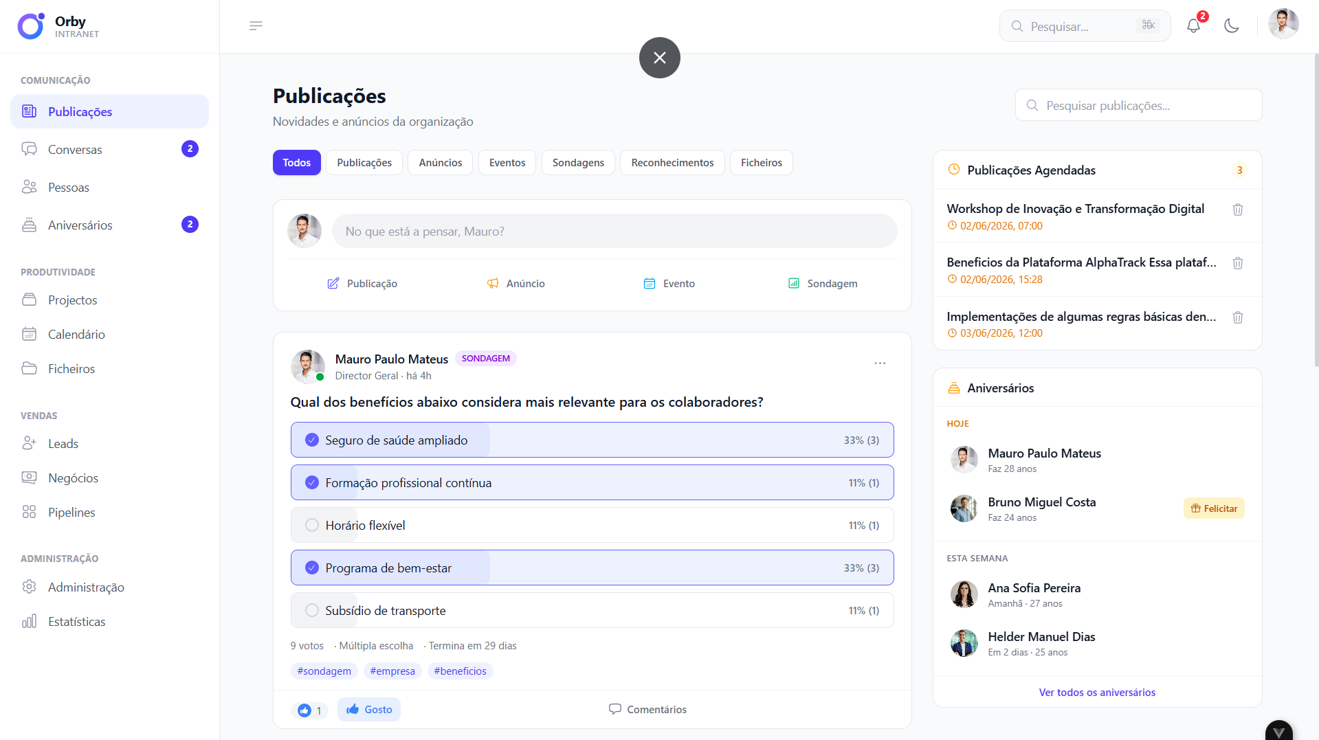 Feed e comunicação